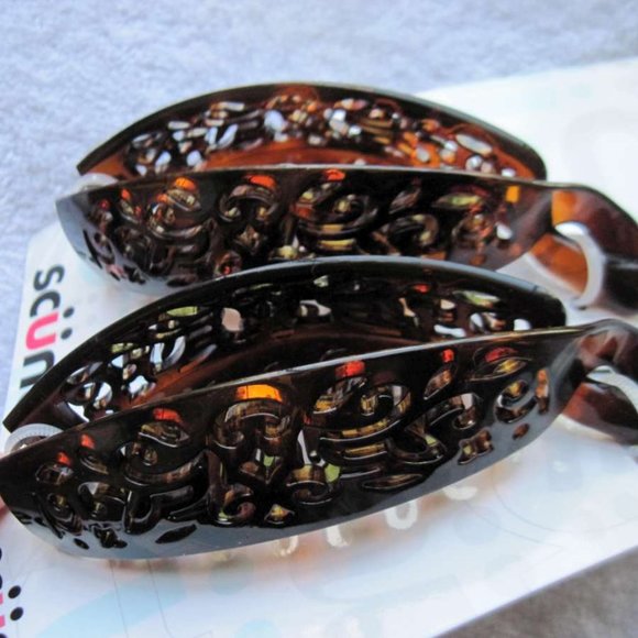 Scunci Design Tortoise Plastic Secure Hinged Open Banana Comb Hair Barrette Clip - Picture 12 of 14